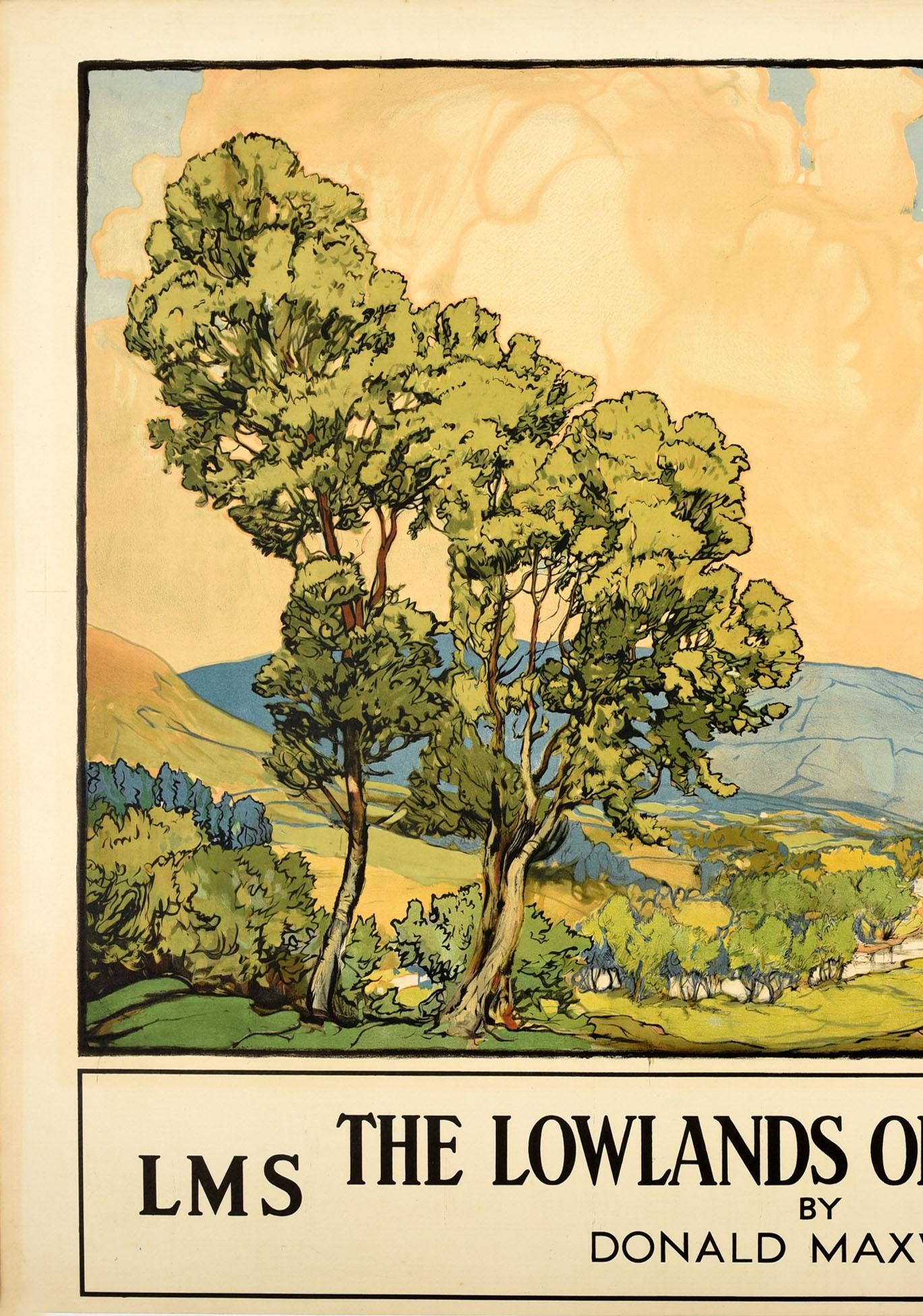 Affiche vintage d'origine de la LMS Railway intitulée The Lowlands Of Scotland par Donald Maxwell 1
