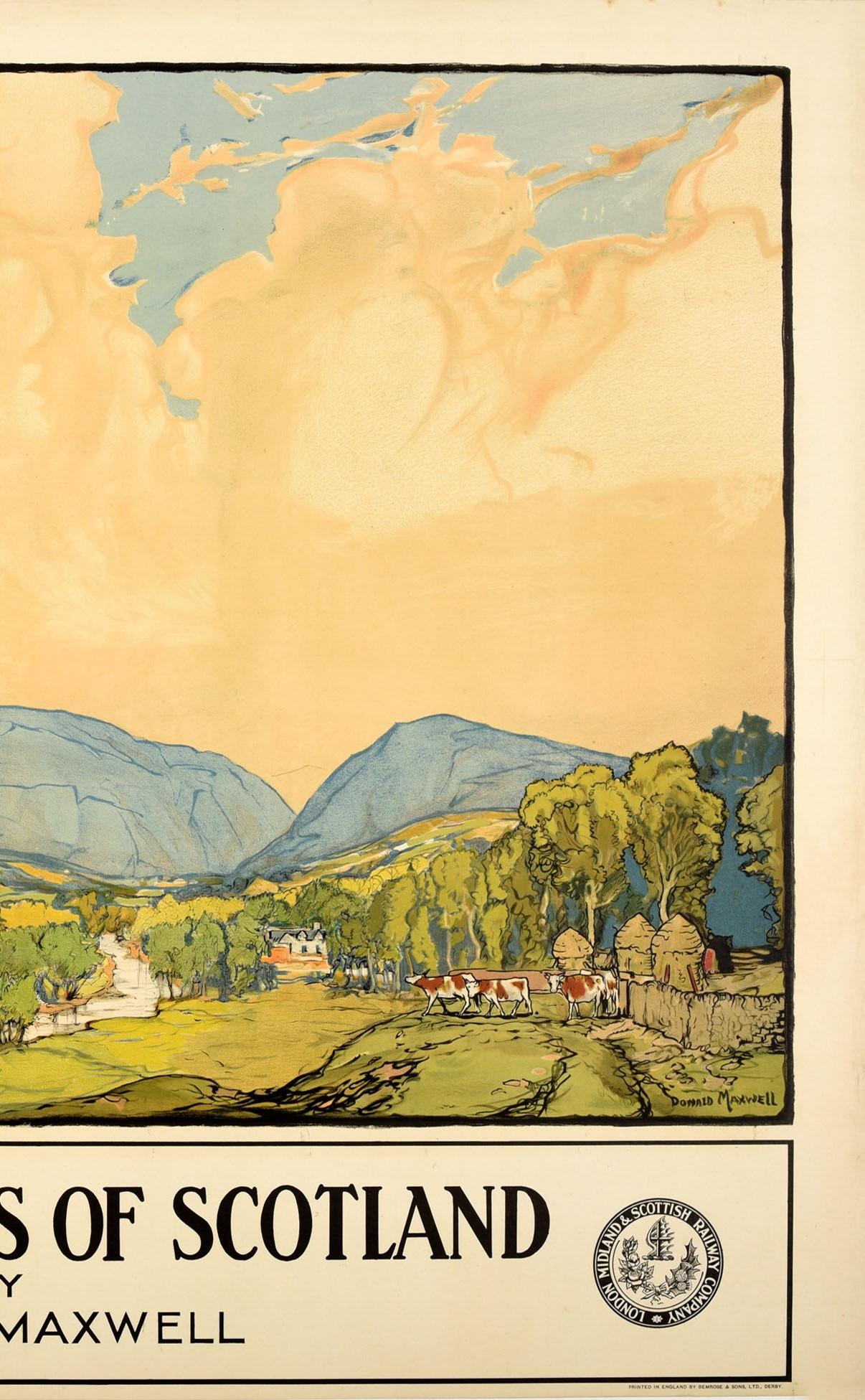 Affiche vintage d'origine de la LMS Railway intitulée The Lowlands Of Scotland par Donald Maxwell 2