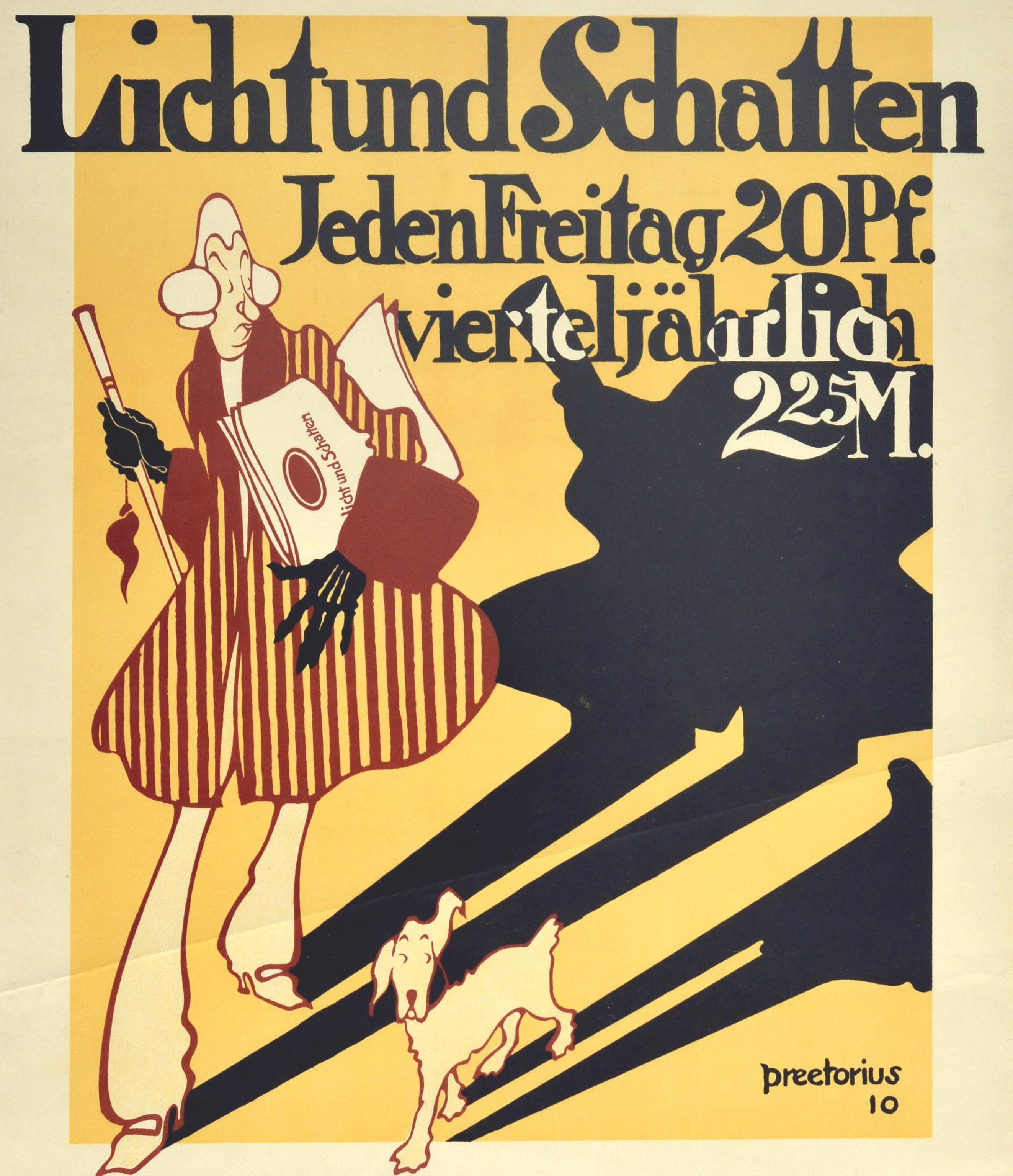Original Antique Poster Licht Und Schatten Light And Shadow Magazine Man Dog Art - Print by Emil Preetorius