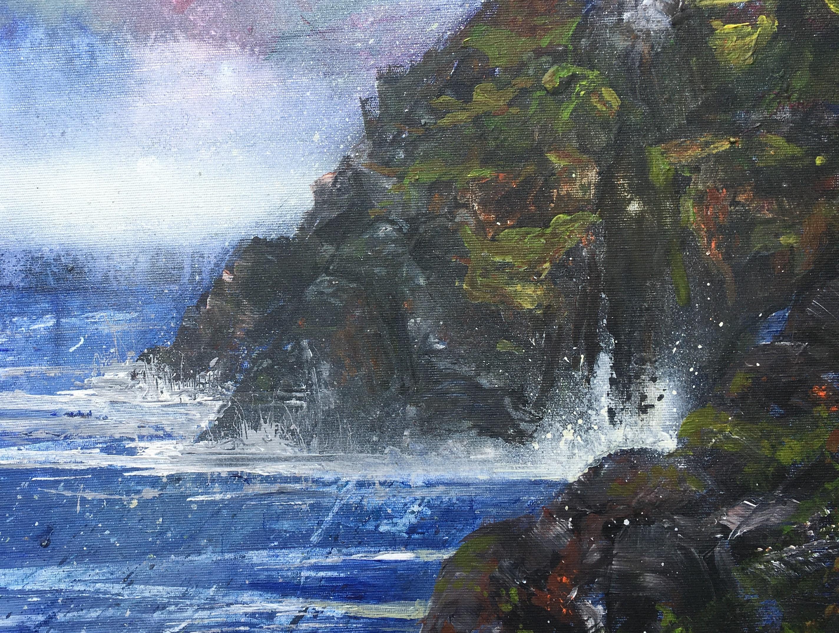 Ben Dennett Landscape Painting - Botallack Cliffs - Acrylic painting on canvas 