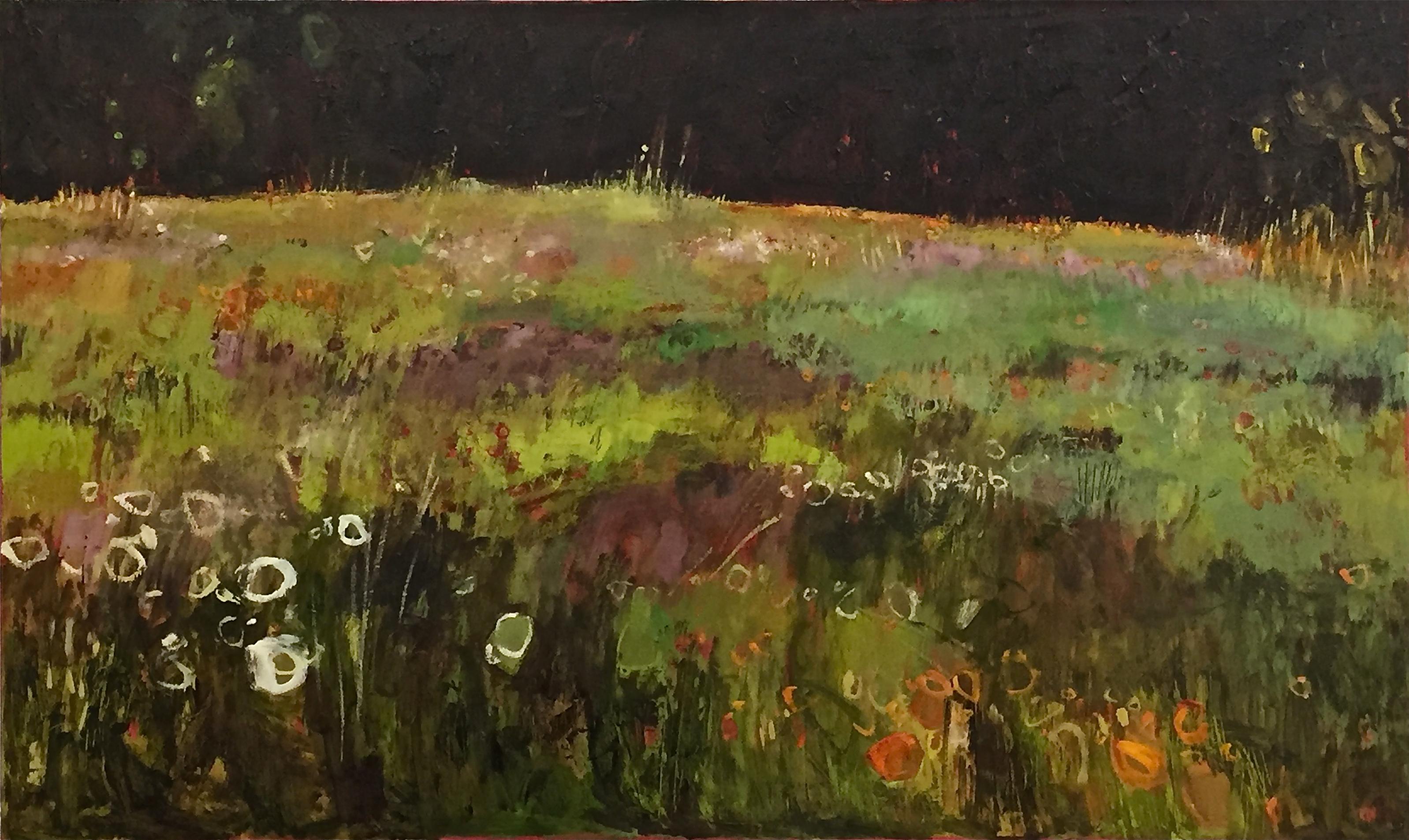 Elaine Kazimierczuk Abstract Painting - Tuscany Meadow with Orange and White Flowers	