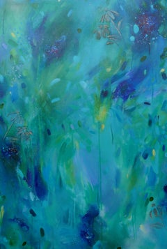 Turquoise Jungle, Original, Canvas, Acrylic paint, abstract, varnish, signed
