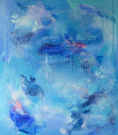 Phthalo Blush, Original, Blue, Canvas, Acrylic paint, abstract , varnish, signed