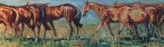 Summer Days Original, Oil on Board, Signed bottom right, polo ponies, summer, 
