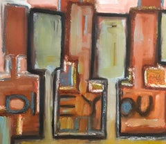 Die Young As Late As Possible acrylic on canvas californian art interiors signed