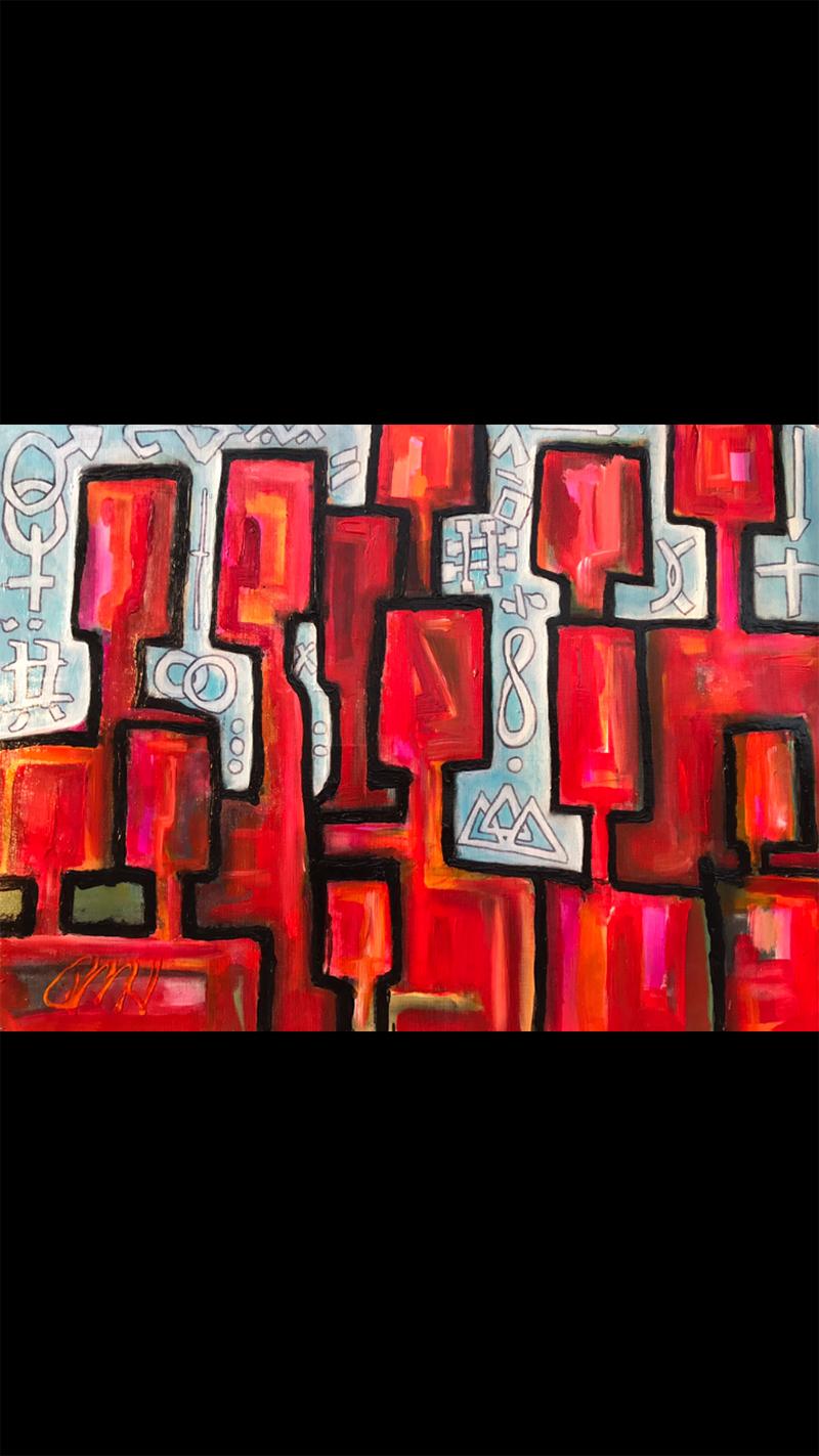 Ron Hust Abstract Painting - Together In The Light acrylic paint canvas original signed art interiors 
