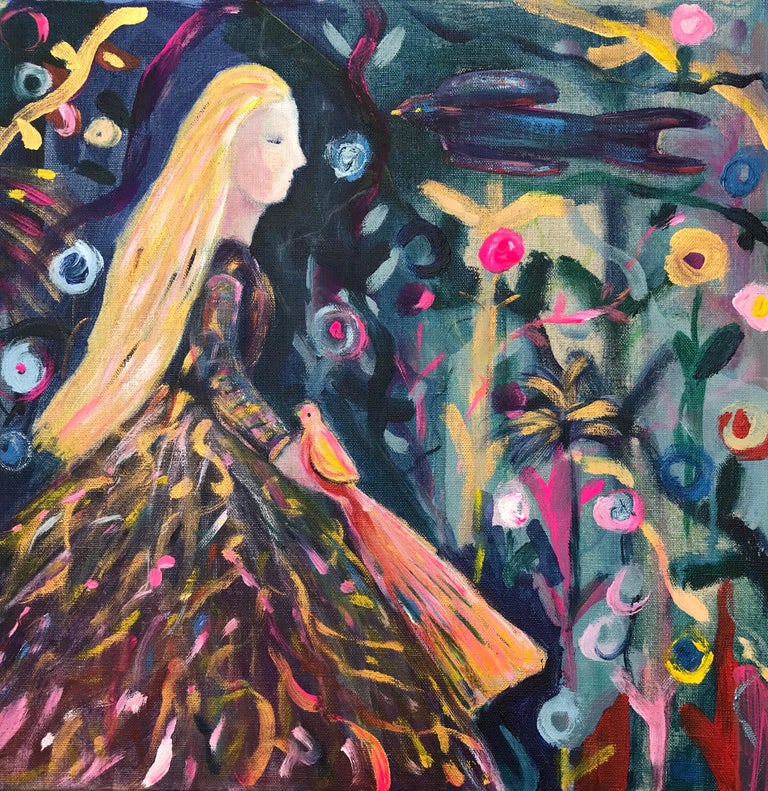 Claire Westwood Garden Of Birds Original Mixed Media Colour