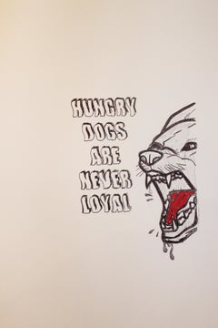 Hungry Dogs Original slogan red and black pen love island eval booker signed 