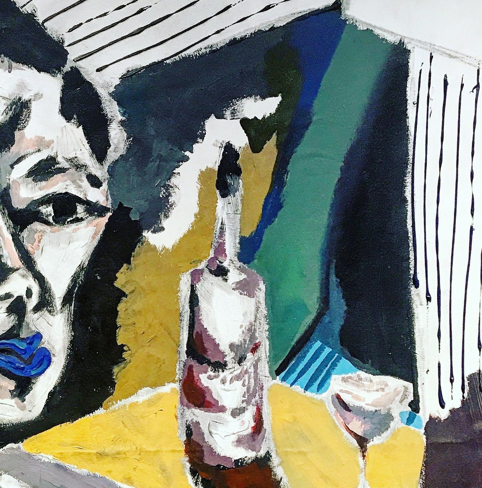 Je suis le clown qui rire, pas pour pleurer Original mixed media expression abstraite en vente 3