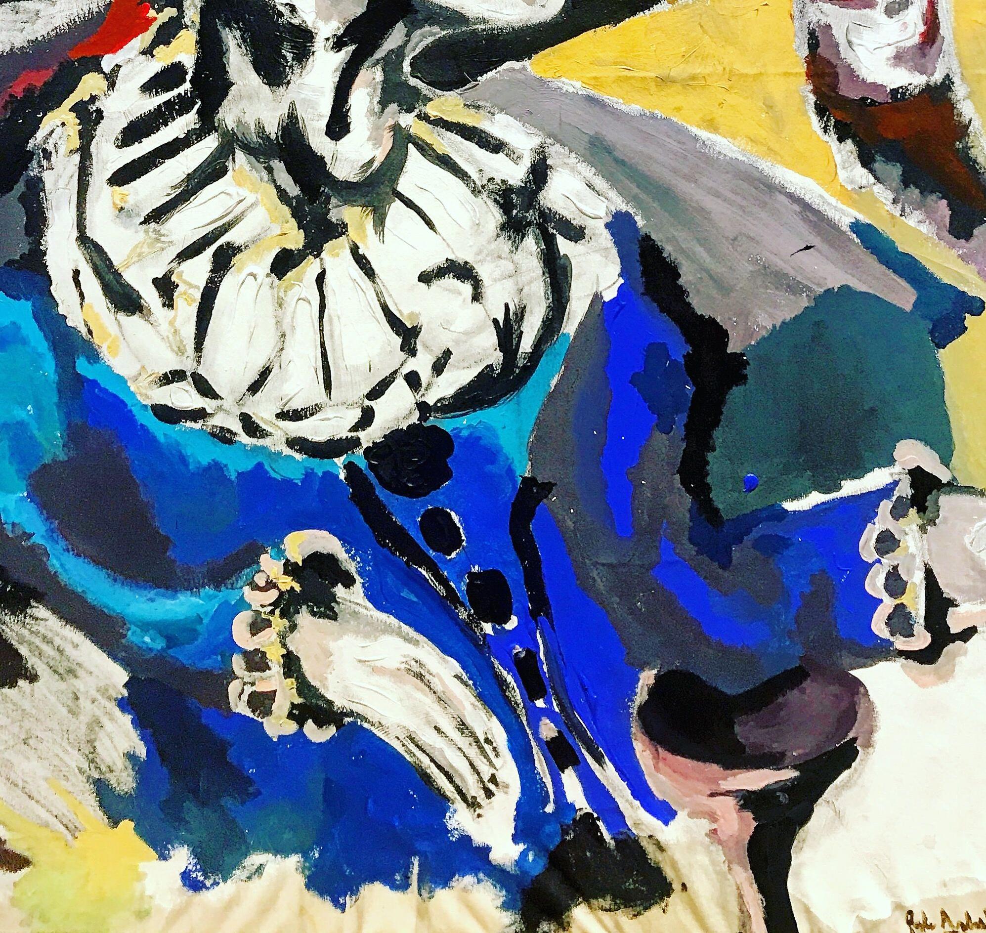 Je suis le clown qui rire, pas pour pleurer Original mixed media expression abstraite en vente 2