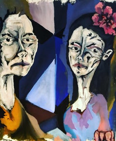 Obica in retrospective Original Mixed media oil canvas abstract expressionism 