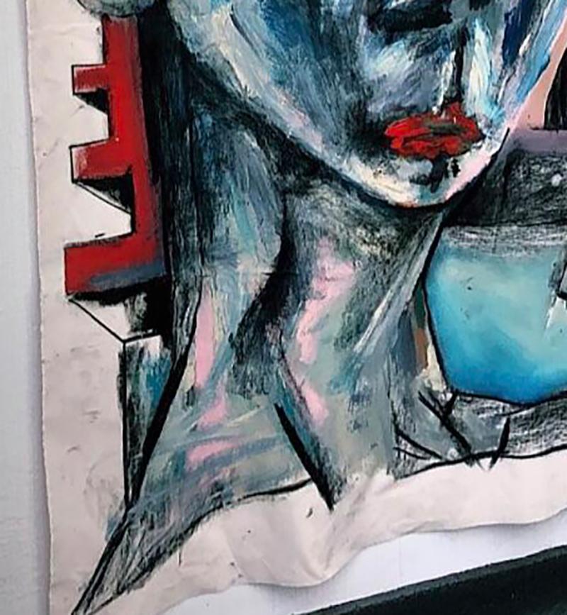 The Origina of time Original Mixed media oil canvas signed abstract expressionis - Painting by Pedro de Andrade Nunes