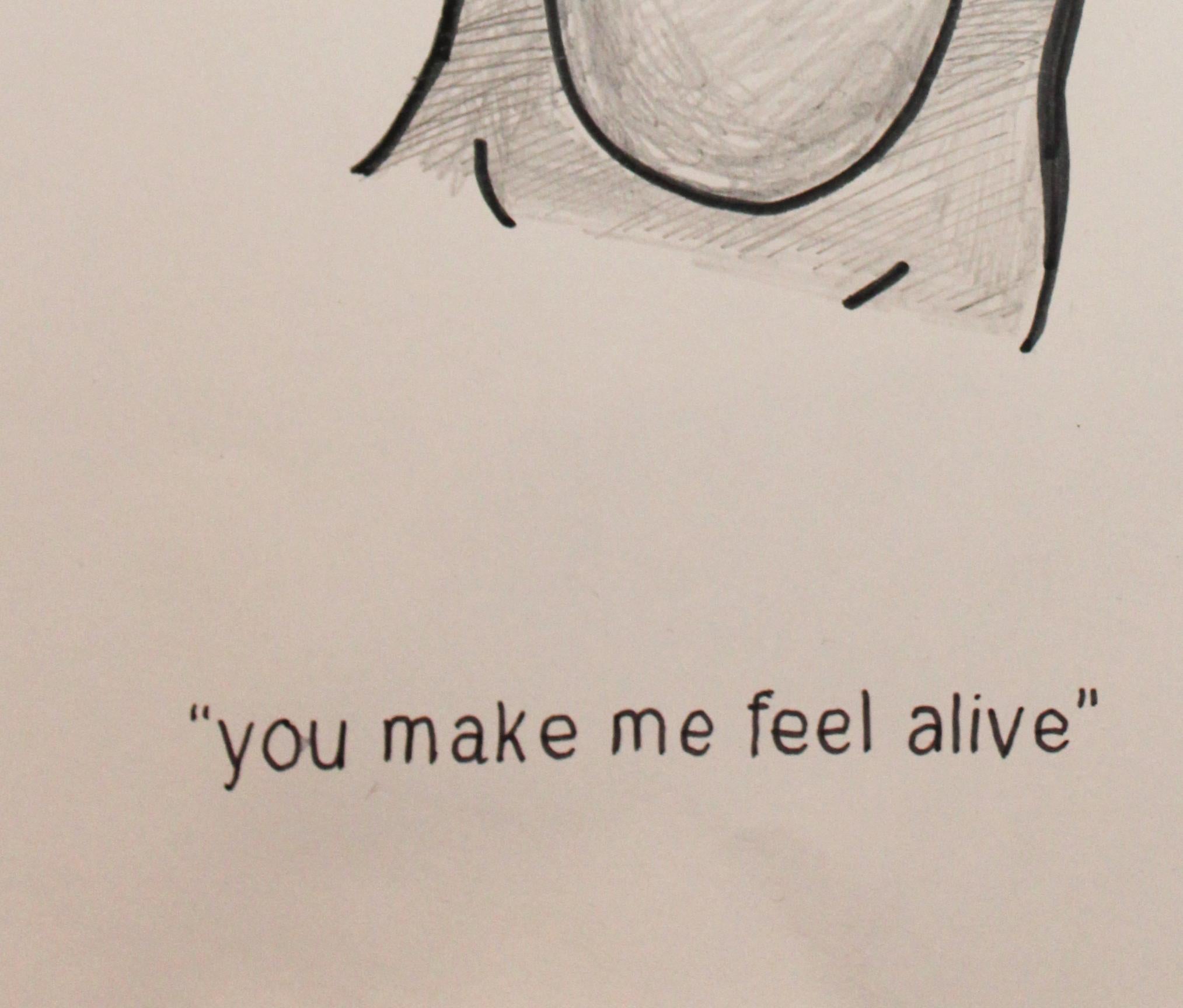 « You Make Me Feel Alive », dessin original de minnie souris signé eyal booker love - Contemporain Art par Tal Booker