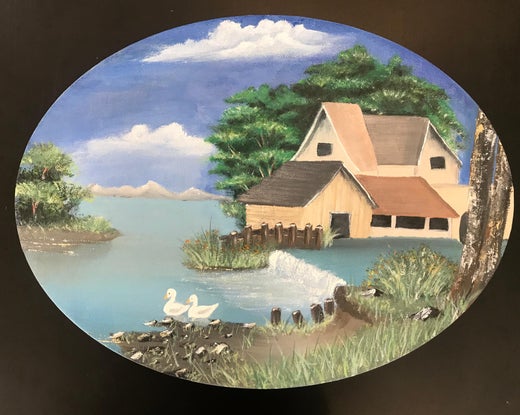 Heba Art - Landscape canvas Acrylic paint house blue ethereal interior  design home For Sale at 1stDibs