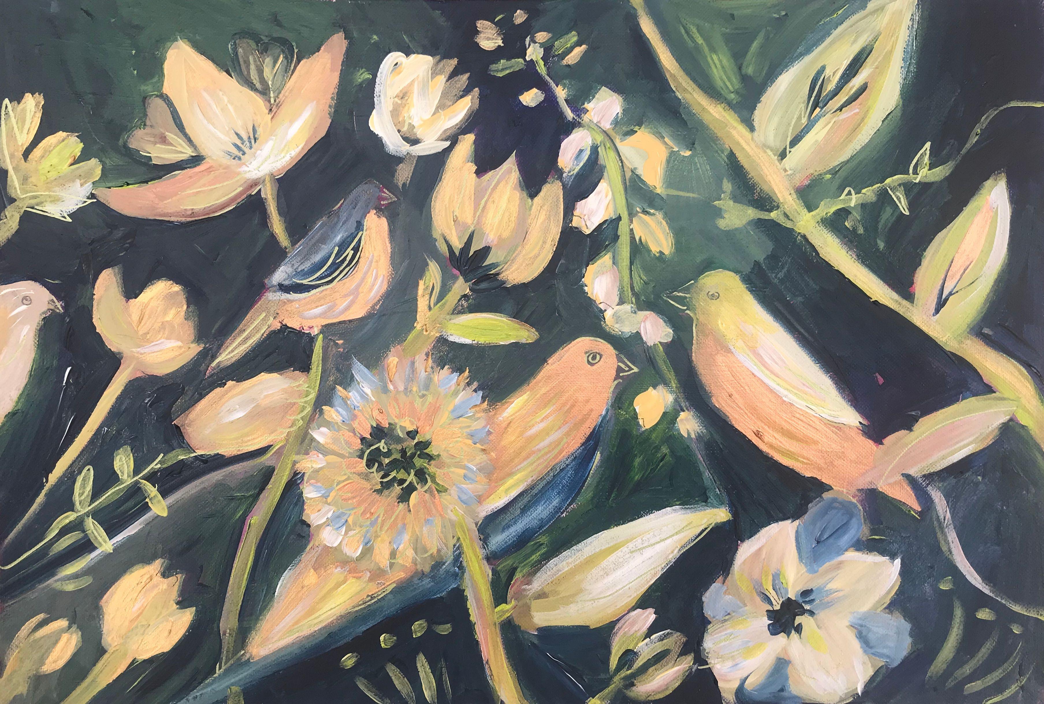 Claire Westwood Landscape Painting - Inspired by the Bloomsbury Original Acrylic Paint Flowers 