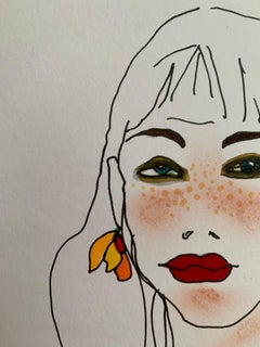 Kirschbaum Freckles Abstrakte Frau Zeichnung Aquarell Filz Spitze aufstrebende Künstlerin