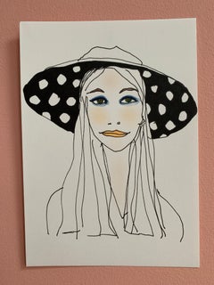 Dot Hat Abstract Female Drawing water colour emerging artist 