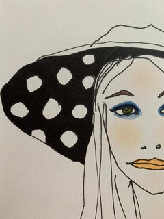 Dot Hat Abstract Female Drawing water colour emerging artist
