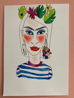 Kahlo Karen Abstract Female Drawing Series water colour