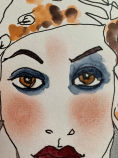 Leopard scarf -  Abstract Female drawing Series water colour emerging artist