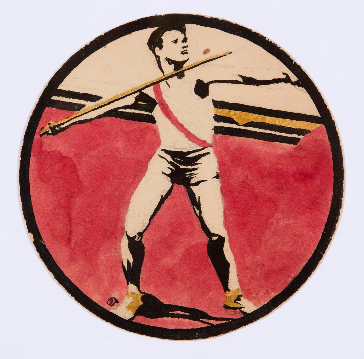 Barbara Thomas Haddaway Figurative Art - Olympic Sport: The Javelin Throw, The 1932 Los Angeles Olympic Games