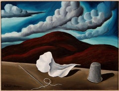 Needle, Thimble and Cloth in Landscape