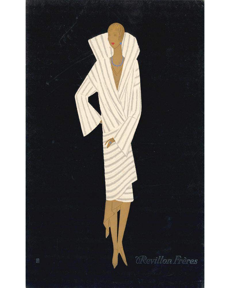 Gold Woman Wearing White Fur Coat - Print by Reynaldo Luza