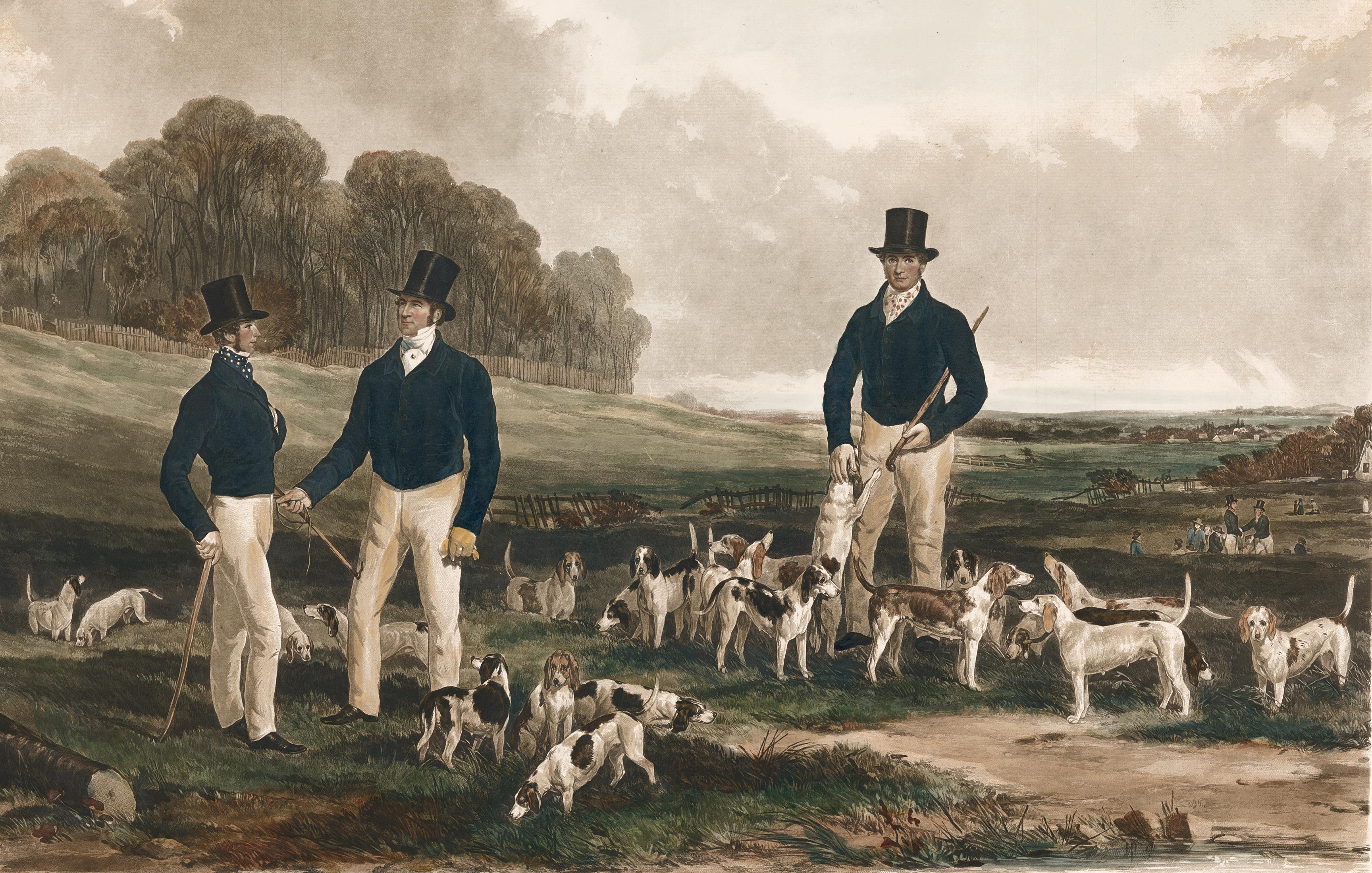 Harry Hall Landscape Print - Merry Beaglers: Hunting Lithograph