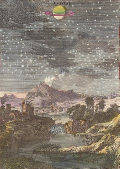 Engraving of Night Sky with Saturn