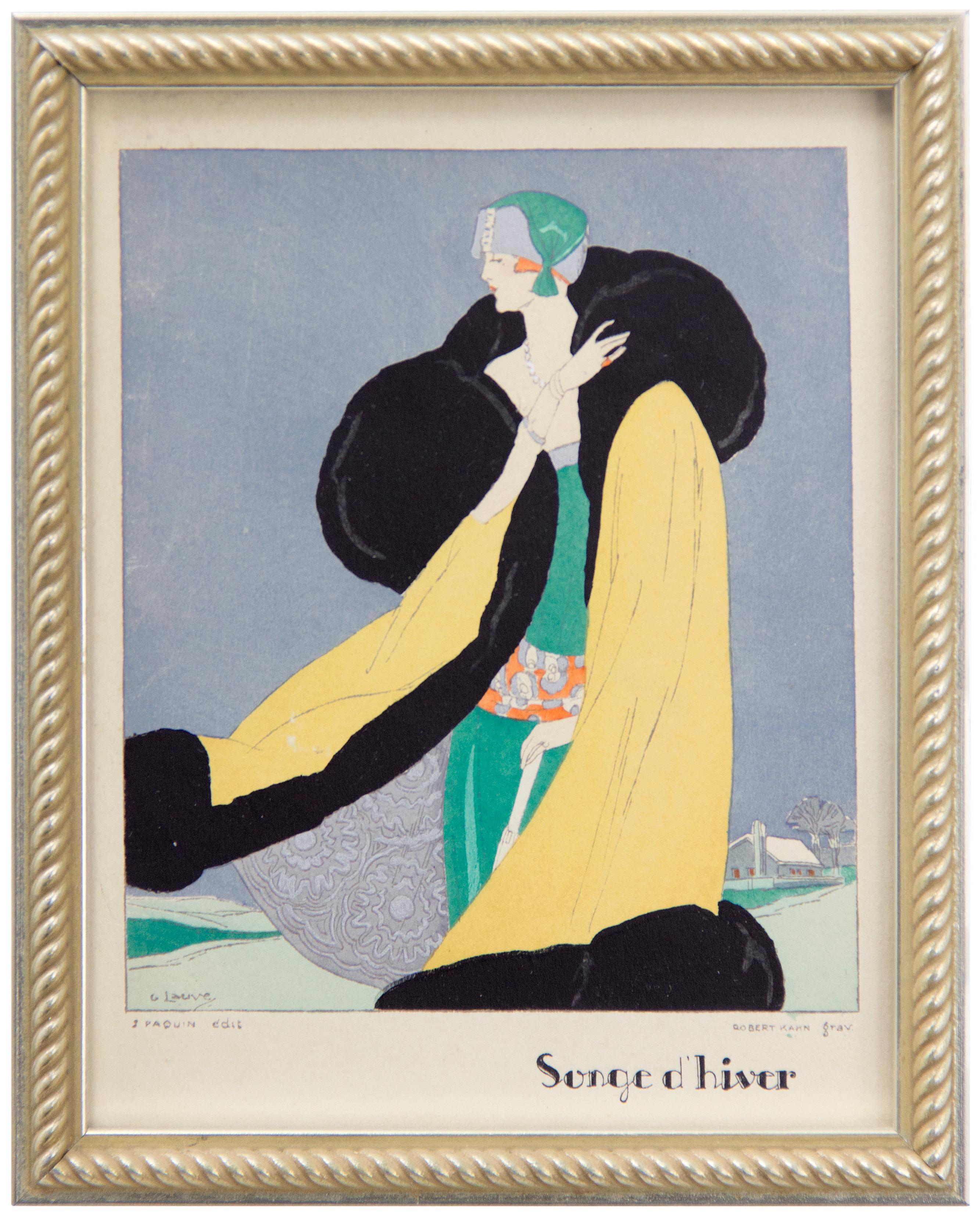 G. Lauve Figurative Print - Lady in a Fur Cloak.