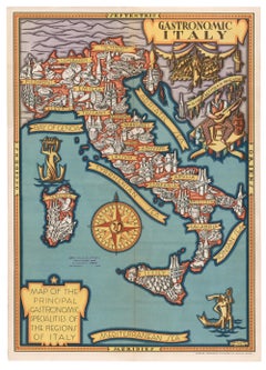Gastronomisches Italien. Kartenkarte der Haupt-Gastronomischen Spezialitäten der Regionen