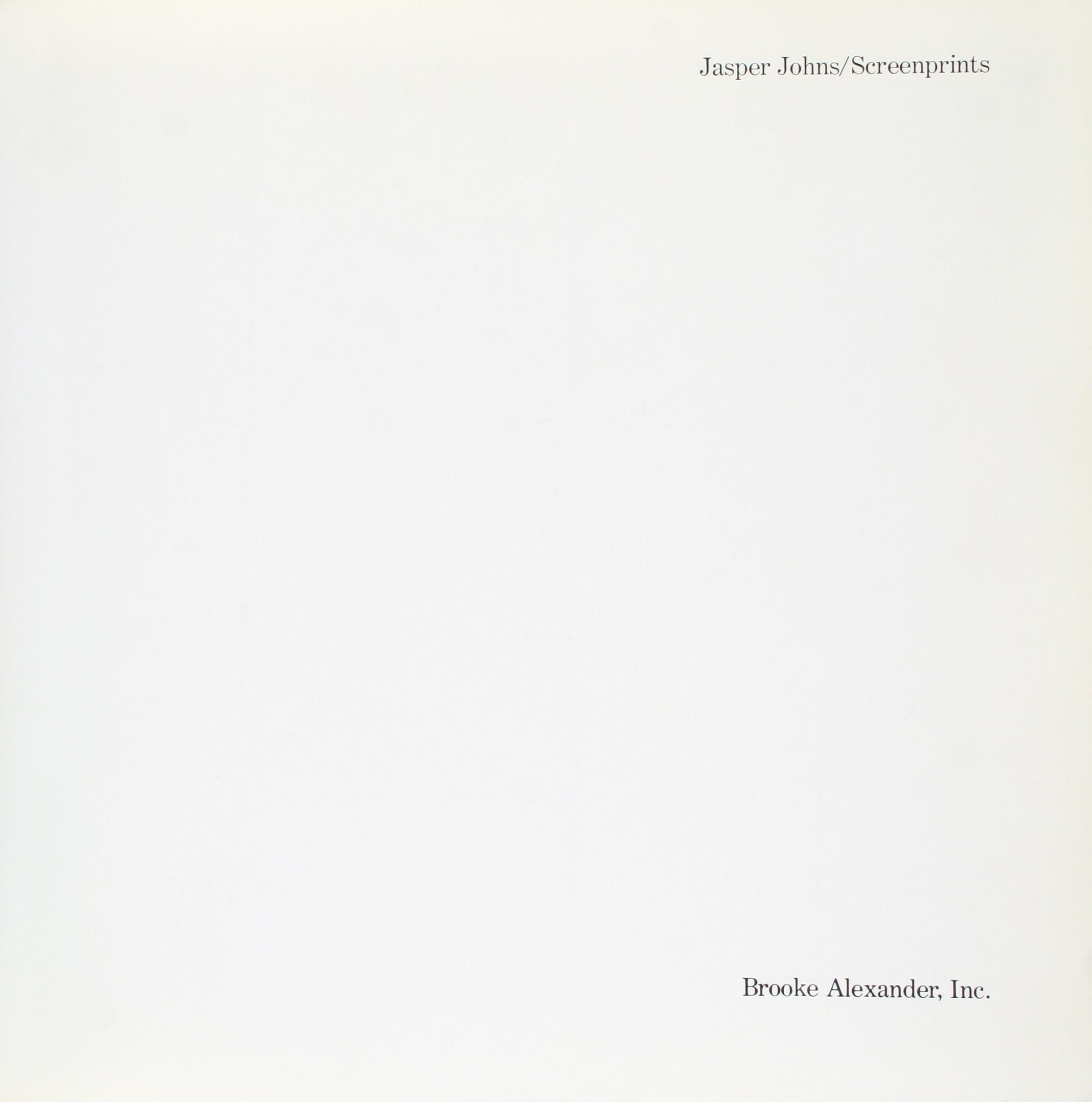 JOHNS, Jasper.  Screenprints.  With an essay by Richard S. Field.  Exhibition catalog from a show at the Brooke Alexander which ran from November 15th, 1977 through January 7th, 1978.  4to., original silk-screen wrappers, preserved in an orange