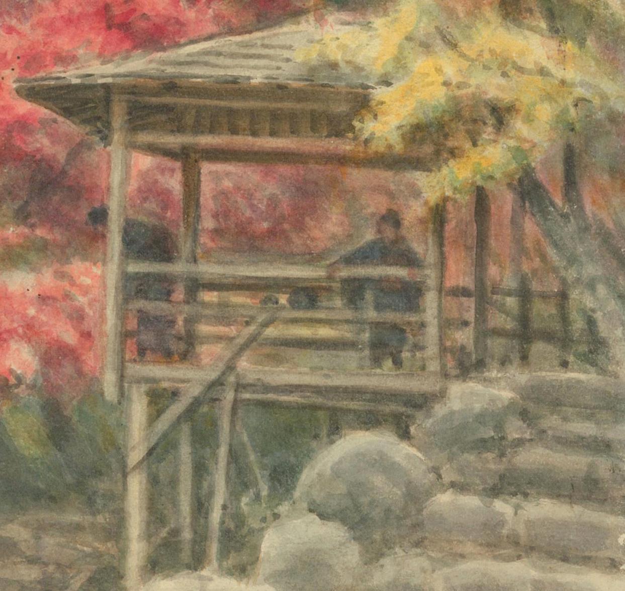 Une rivière en automne. - Painting de J. Ozawa