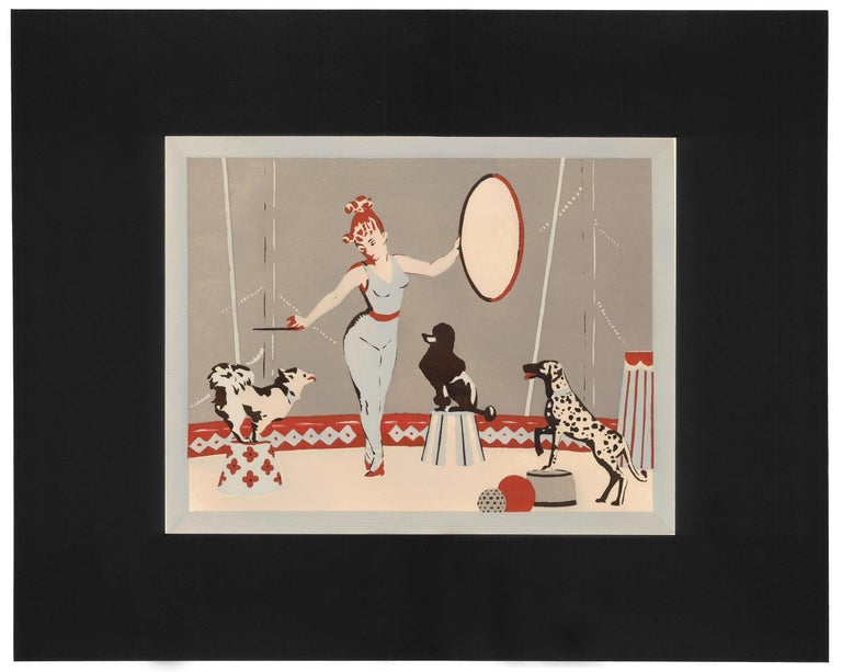 Dog Circus Print - Beige Animal Print by Andrée Ruellan
