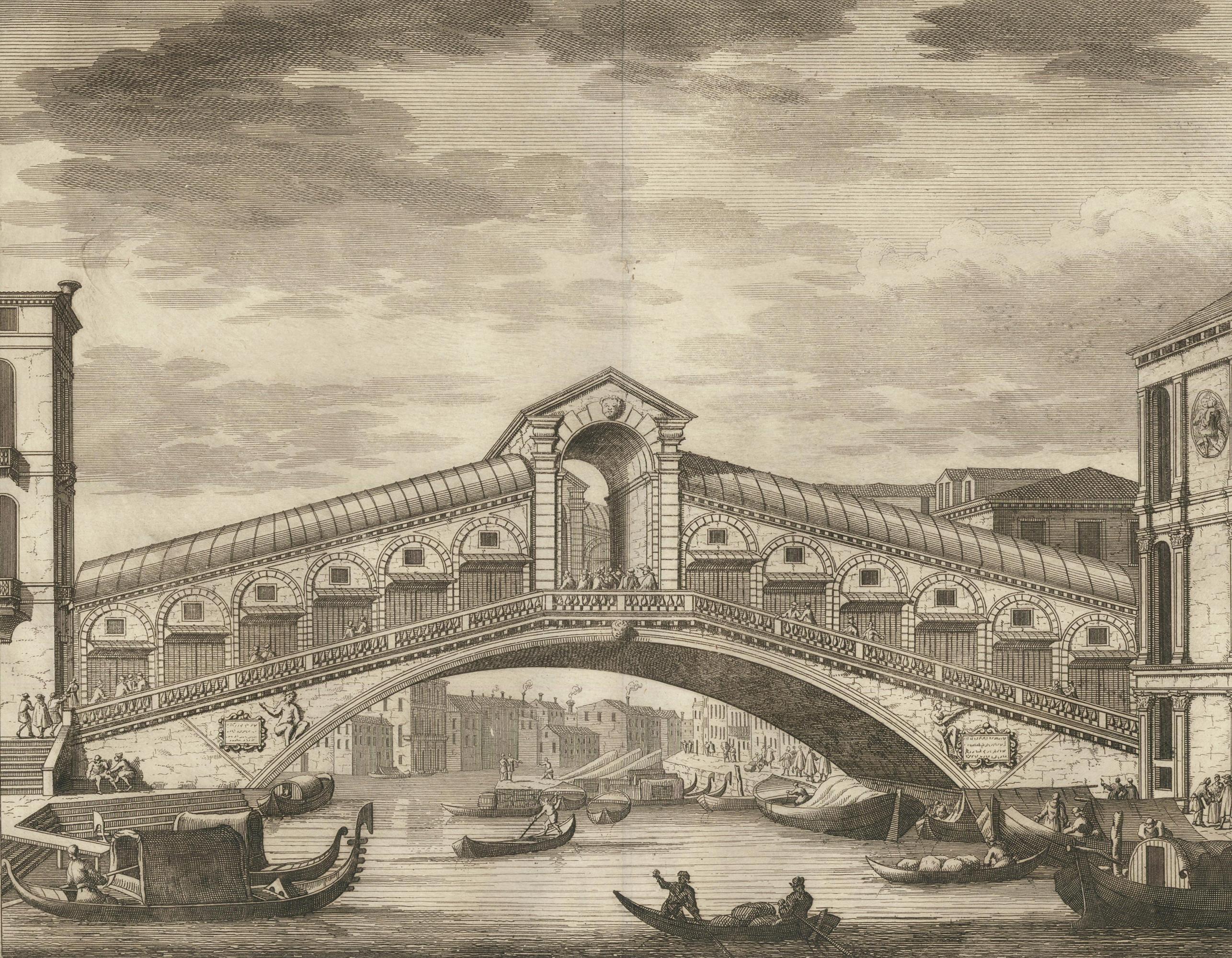 Pierre Van der Aa Landscape Print - View of Rialto Bridge in Venice