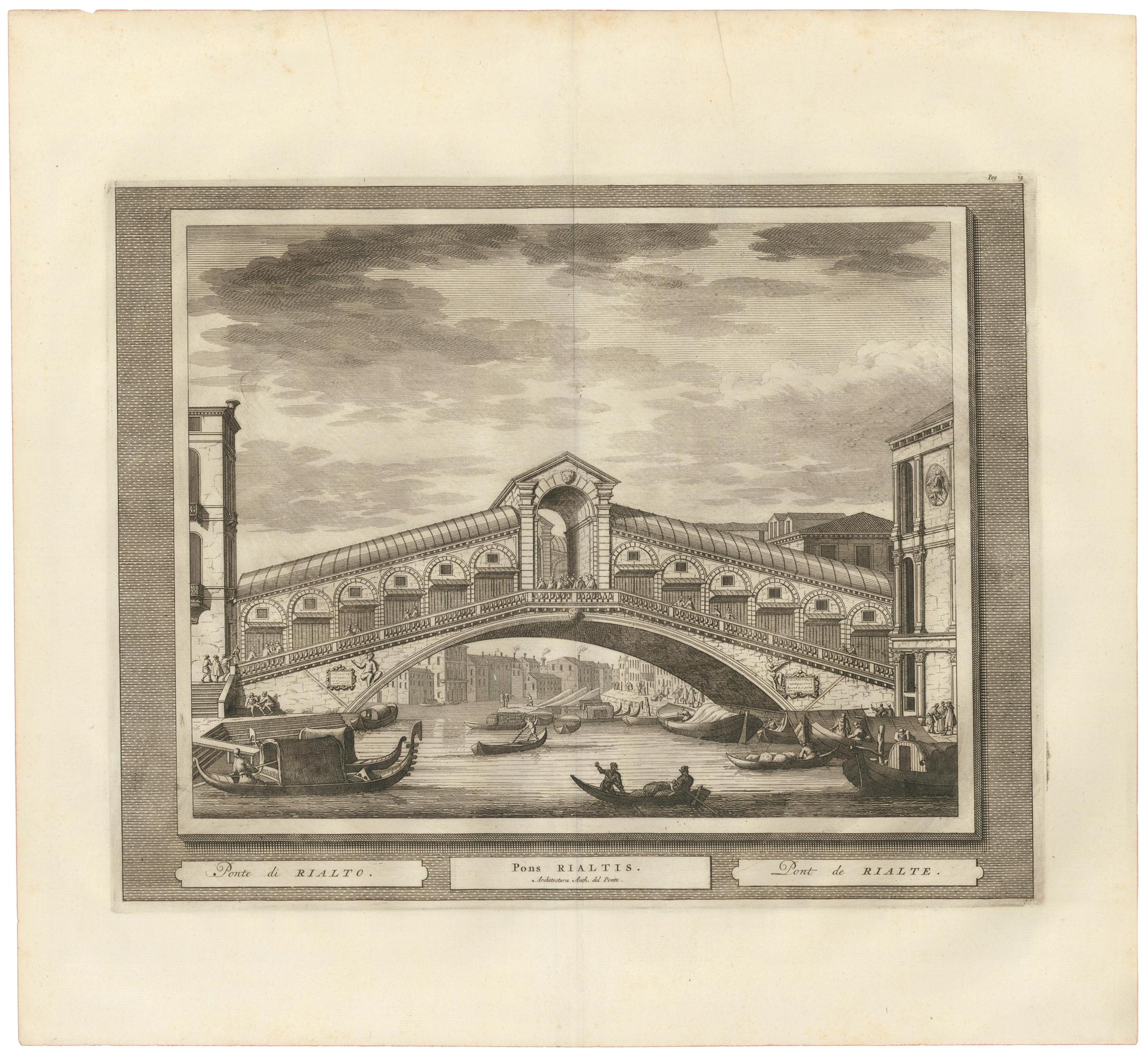 View of Rialto Bridge in Venice - Print by Pierre Van der Aa