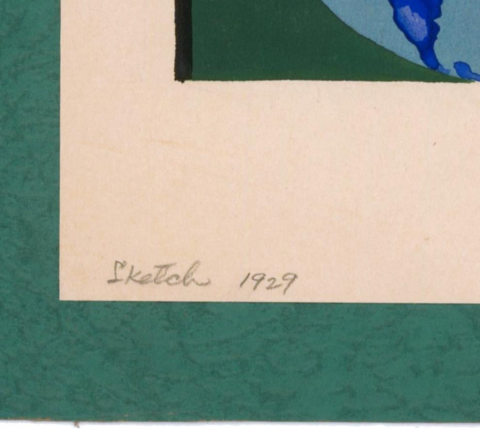 Gouache originale avec pochoir par Warner Kreuter. Wisconsin, 1929. Initiales en bas/milieu à droite.  Daté en bas à gauche. Monté sur du papier cartonné vert. Non encadré.