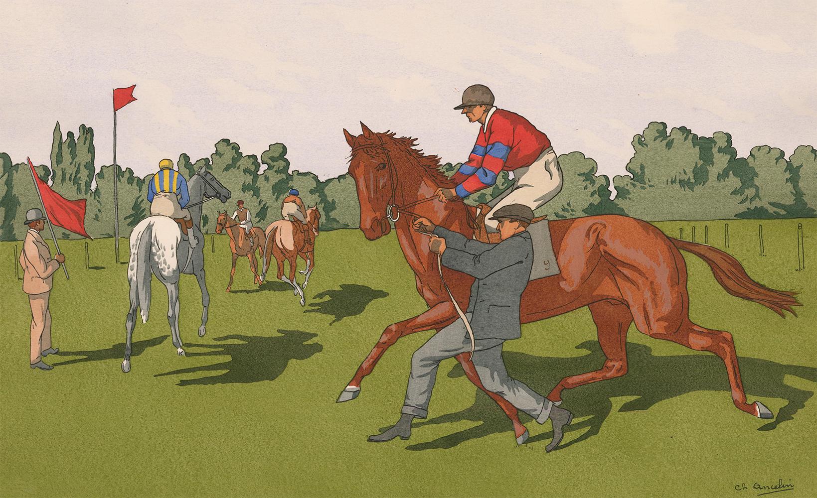 Pferdeszene Nr. 5. – Print von Charles Ancelin