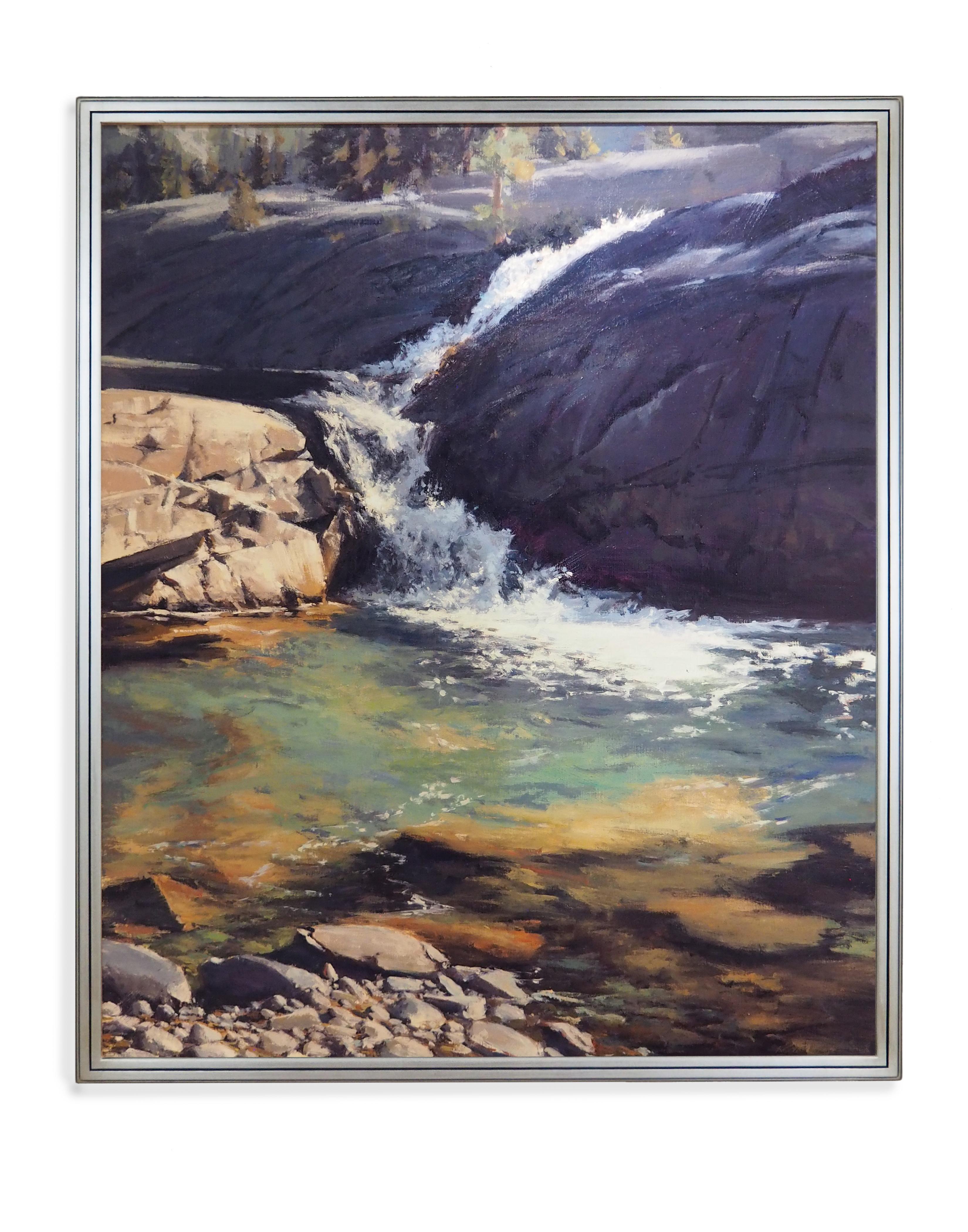 High Mountain Falls (Landscape, Colorado, Waterfall, Coors) - Painting by Kate Starling