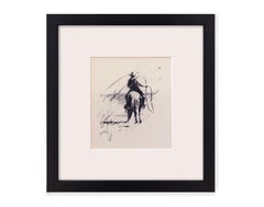 Roping at Chico Basin (Study) (charcoal, cowboy, horse, lasso, western)