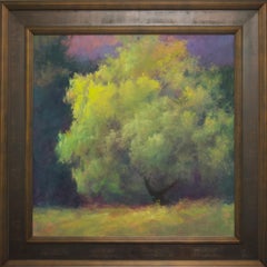 Diva (spring foliage, lush, luminous, moody sky, green, pink, purple)