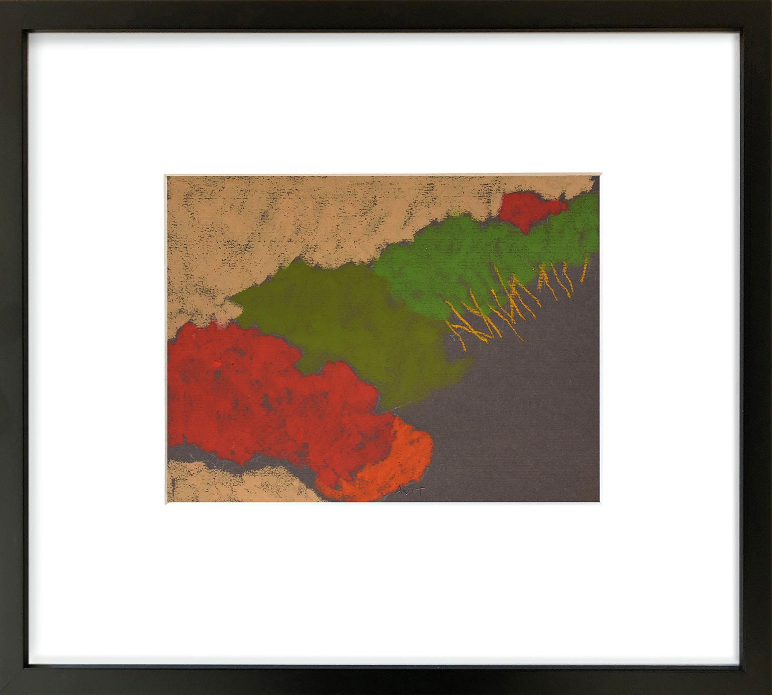 Andy Taylor Abstract Drawing - DR-19011 (oil pastel, toned paper, landscape, vibrant colors)