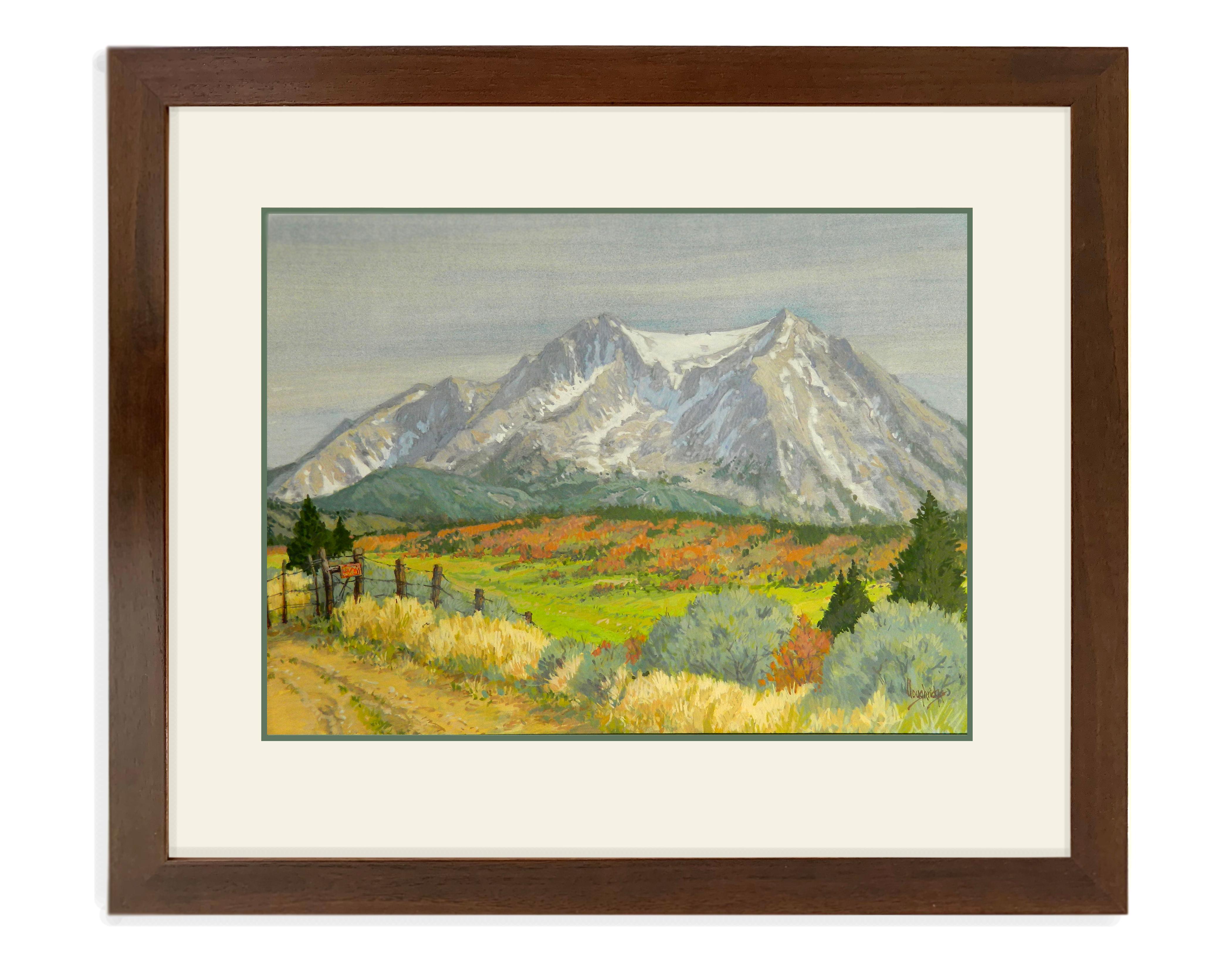 Posted Mt. Sopris (contemporary western landscape watercolor of 14, 000 ft. peak) - Art by Leon Loughridge