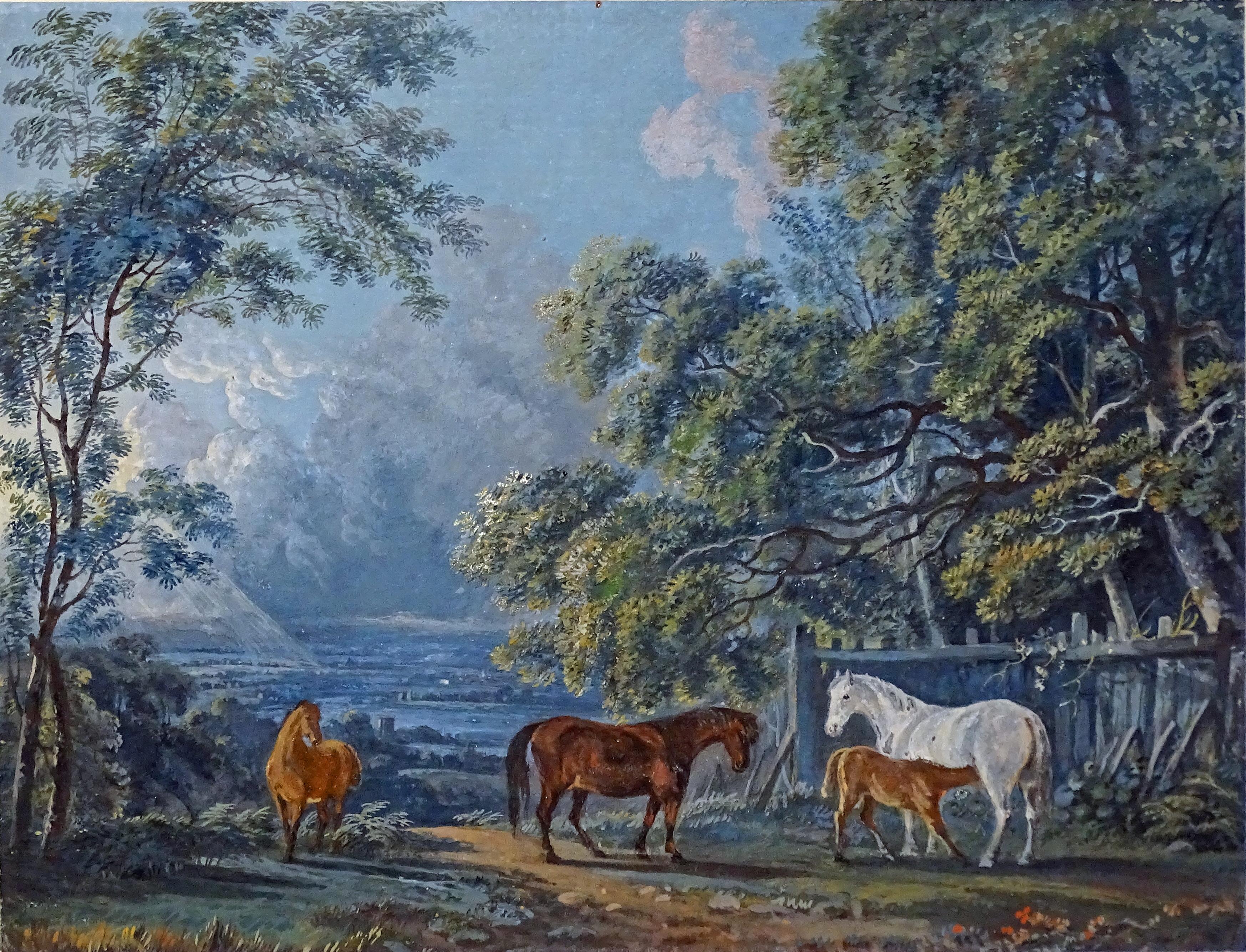 George Barret  Animal Art - Mares and foals in a landscape - Horses