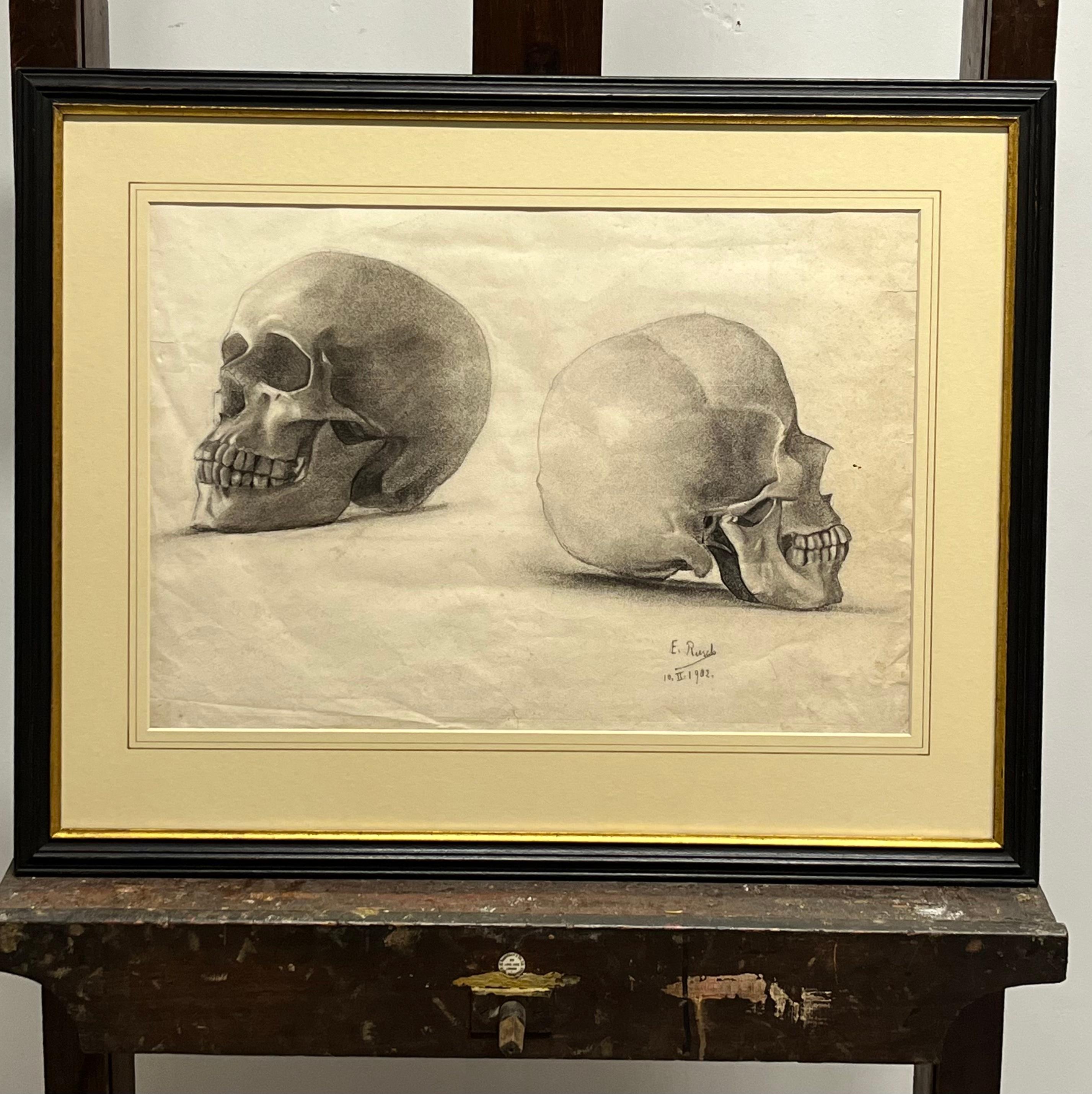 Memento mori - A study of a Skull in two positions - Art by E. Rusch