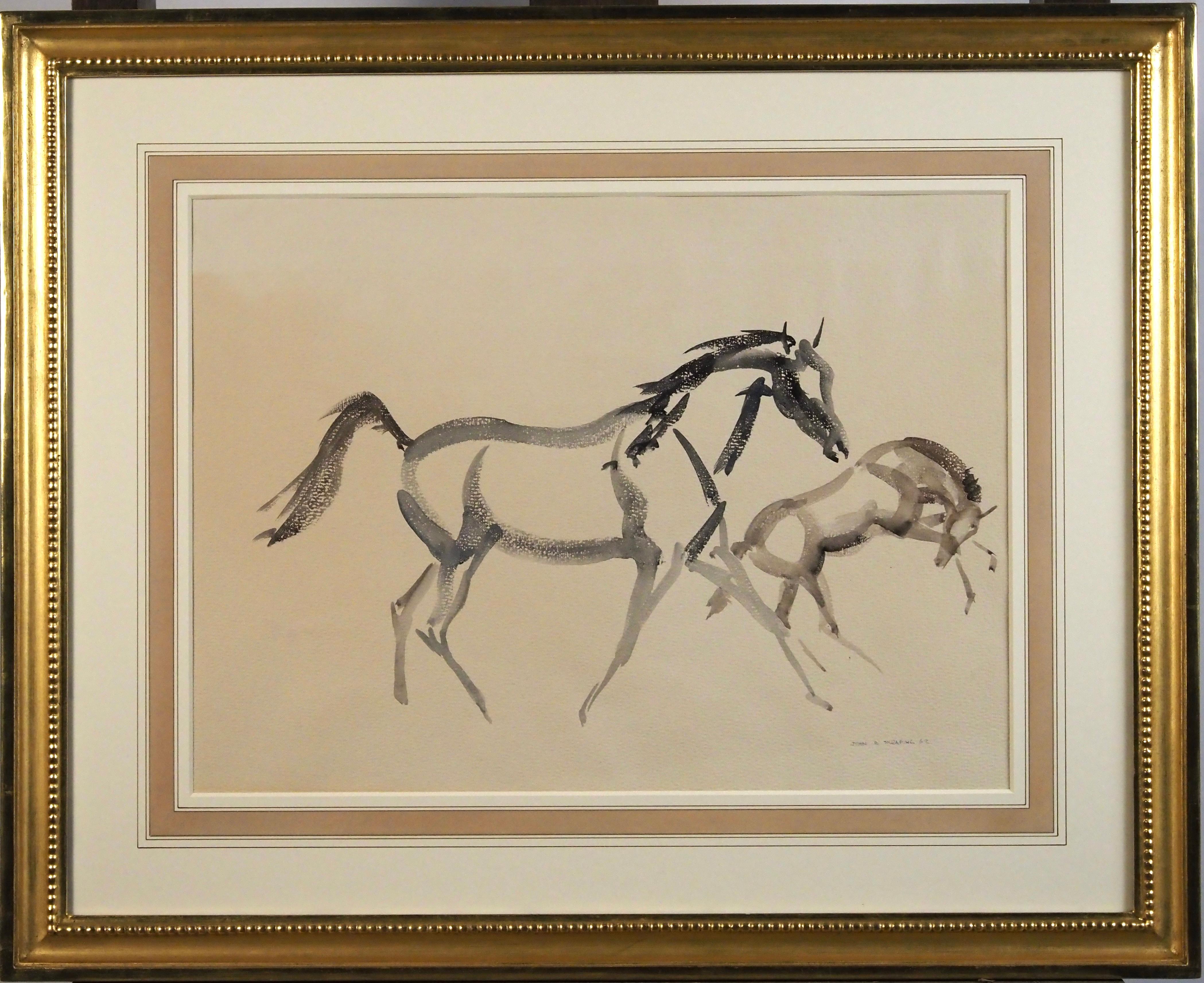 John Rattenbury Skeaping Animal Art - Horses - Mare and foal