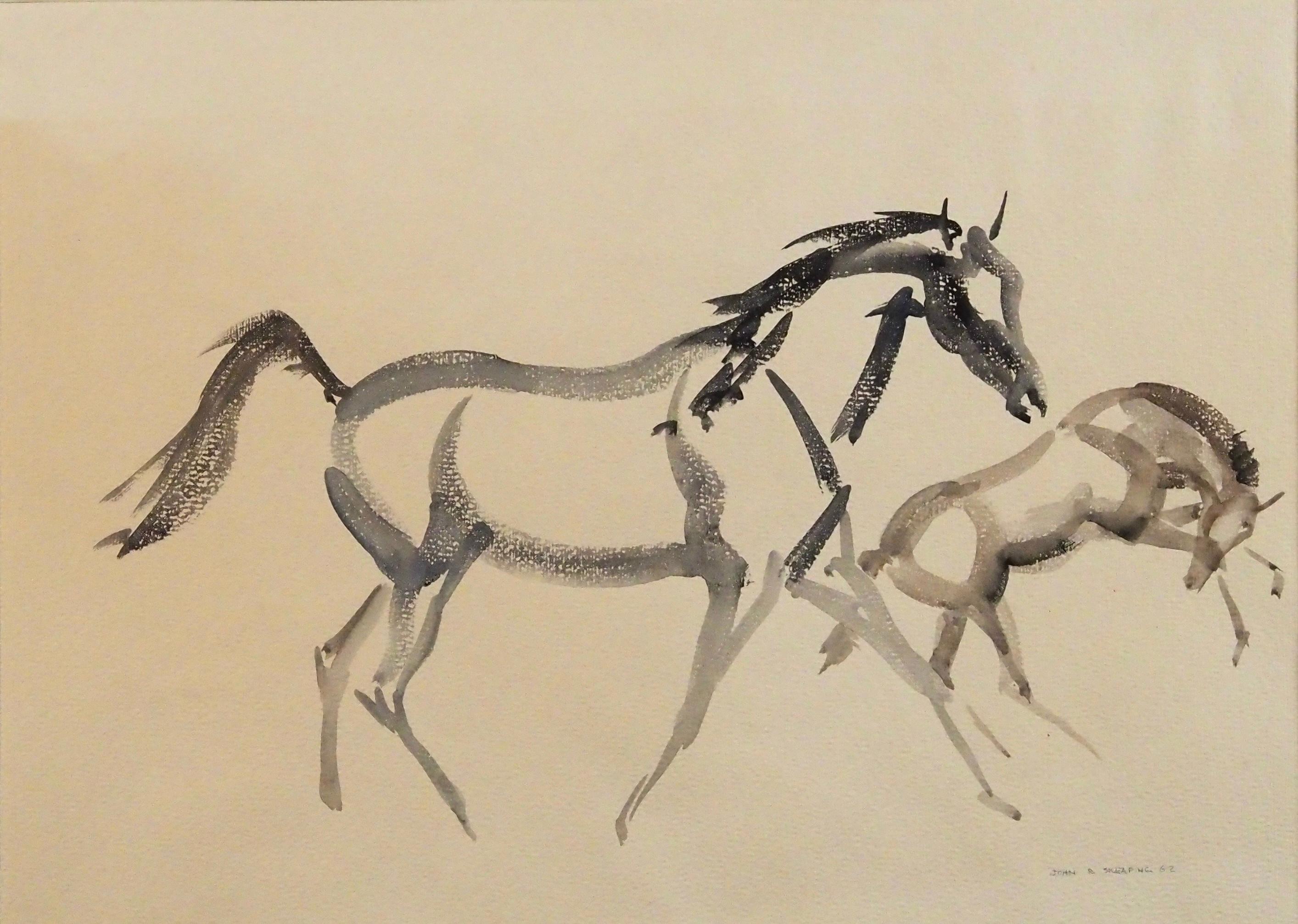 Horses - Mare and foal - Art by John Rattenbury Skeaping