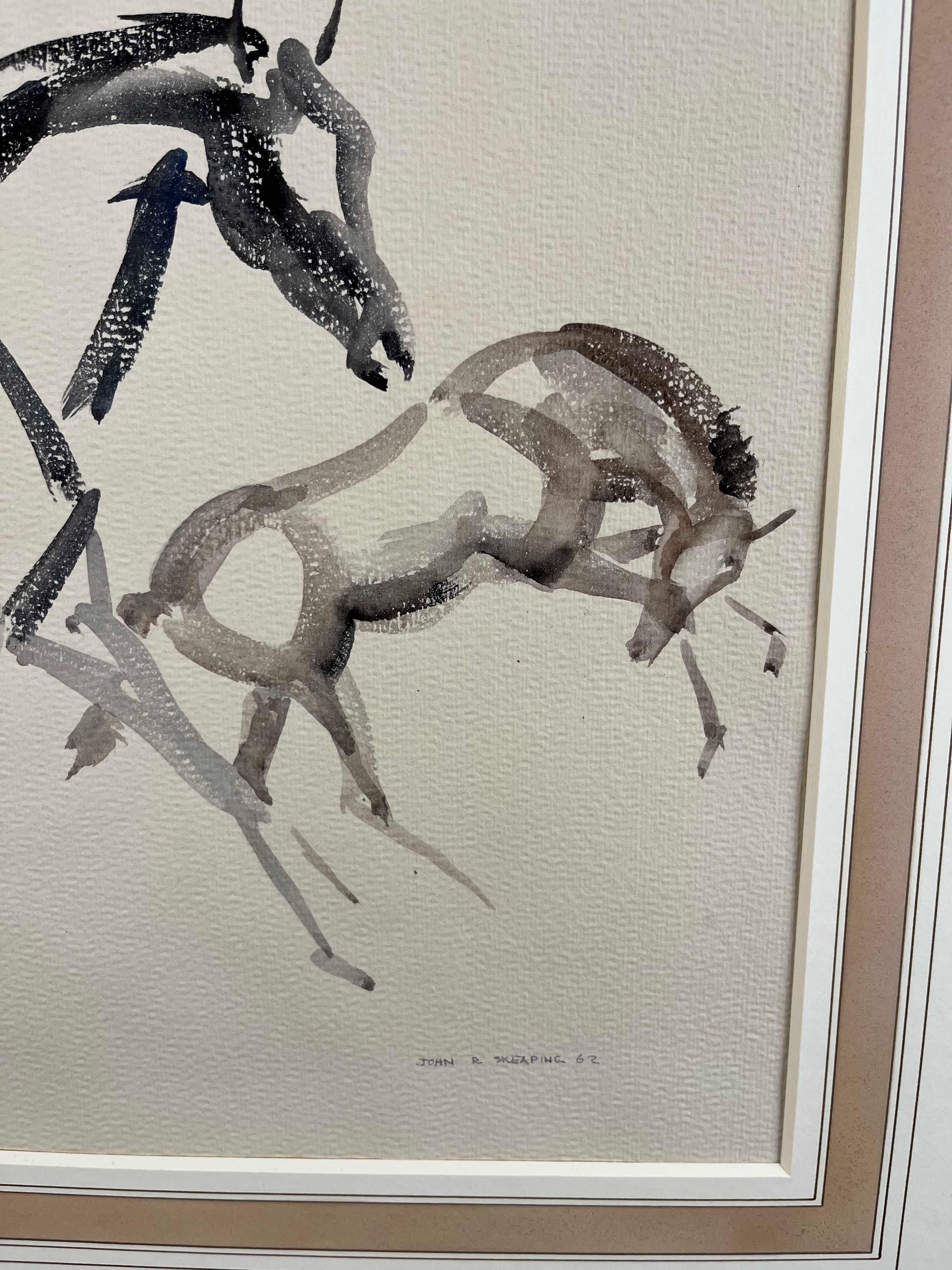 John Rattenbury Skeaping (1901-1980)
Mare and Foal
Singed and dated '62
watercolour and pencil
Drawing - 14  x 19 1/2 in
Framed size - 23 x 28 1/2 in


John Skeaping is regarded as the leading equine sculptor of the twentieth century. He also became
