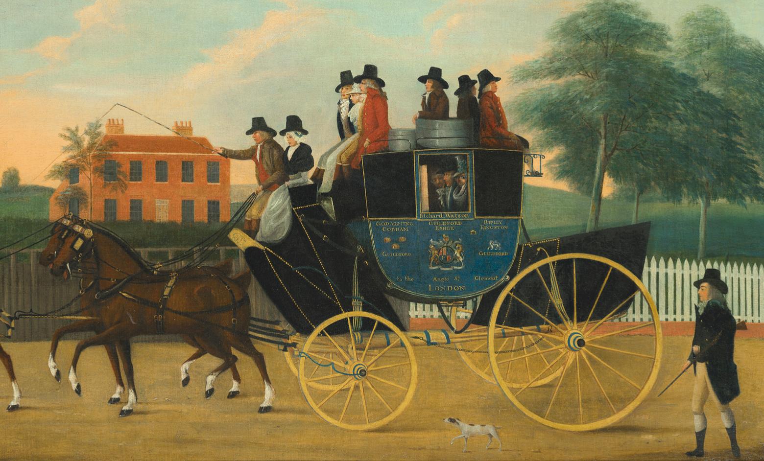 Mr Richard Watson's Guildford and Godalming coach - Painting by Unknown
