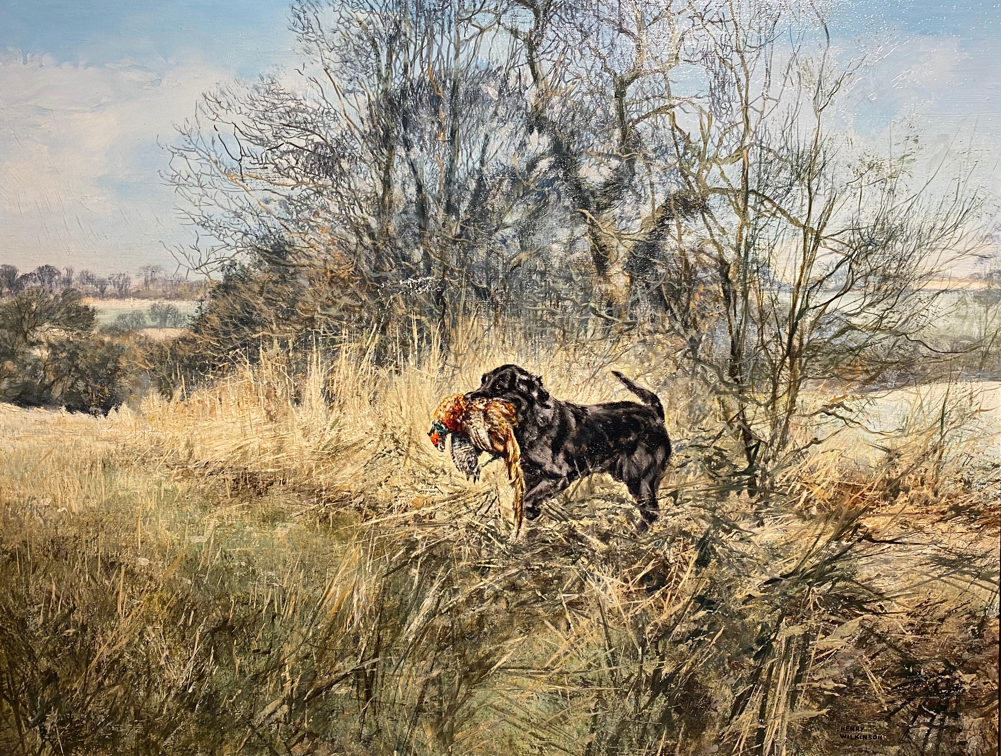 Henry Wilkinson Animal Painting - The Retrieve - A Labrador retriever in a landscape